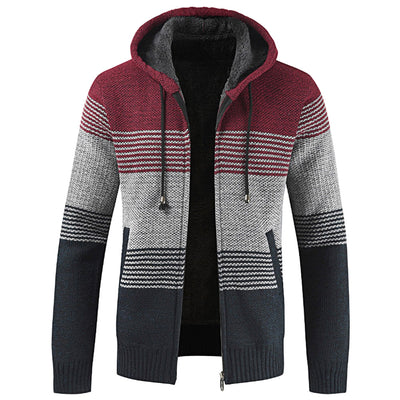 Color Block Hooded Casual Knitted Sweater - goldylify.com