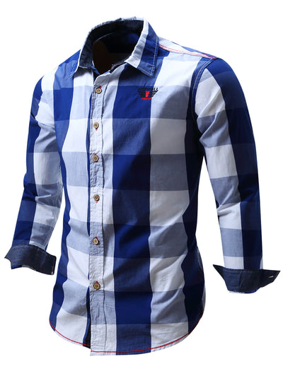 Embroidery Logo Detail Checked Long Sleeve Shirt - goldylify.com