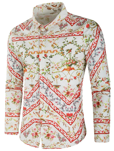 Floral Geometric Print Casual Shirt - goldylify.com