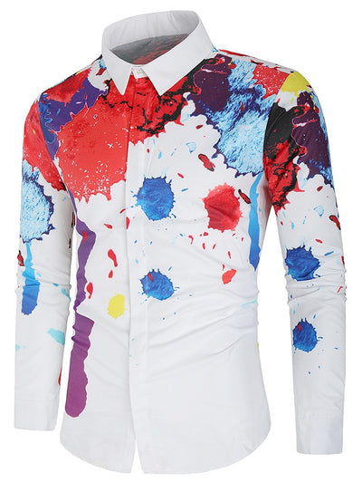 Oil Splash Painting Cover Button Shirt - goldylify.com