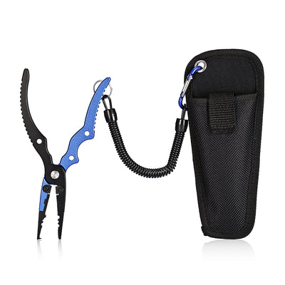 Aluminum Alloy Fishing Pliers Split Ring Cutter with Sheath and Retractable Tether Combo - goldylify.com