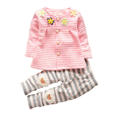 Kids Baby Girls Long Sleeve Coat Tops+Pants Clothes Toddler Outfit Set 1-4Y BW - goldylify.com