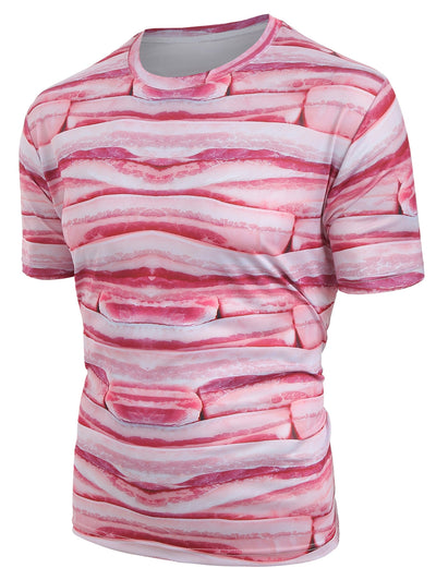 Streaky Pork Print Short Sleeves T-shirt - goldylify.com