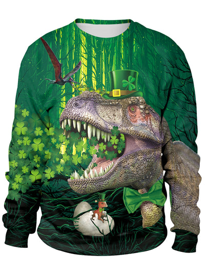 3D Plant and Dinosaur Printed Pullover Sweatshirt - goldylify.com