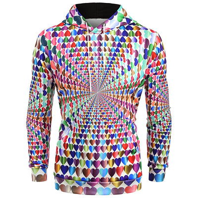 Colorful 3D Hearts Print Pullover Hoodie - goldylify.com