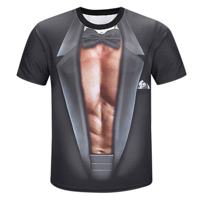 3D Muscle Suit Print Short Sleeve T-shirt