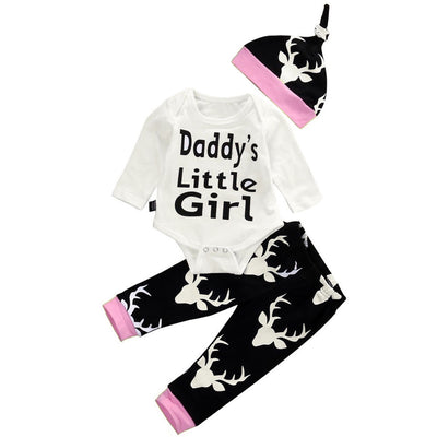 3pcs Lovely Newborn Baby Girls Tops Romper Floral Pants Outfits Set Clothes - goldylify.com