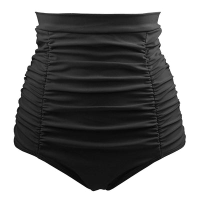 Plus Size High Waist Ruched Swim Briefs - goldylify.com