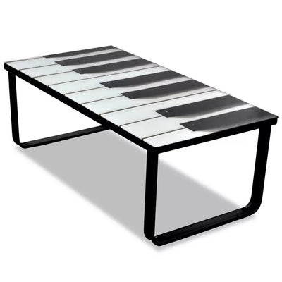 vidaXL Coffee Table with Piano Printing Glass Top 241174 - goldylify.com