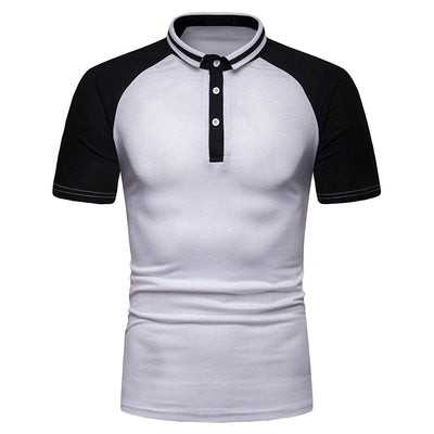 Men Shirt Raglan Sleeve Turn-down Collar Male T-shirt - goldylify.com