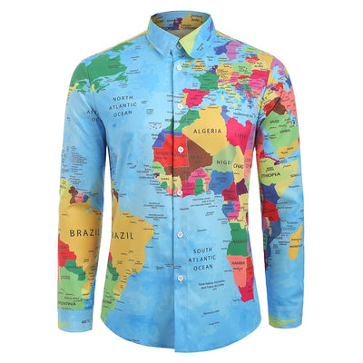 Detailed World Map Print Graphic Shirt - goldylify.com