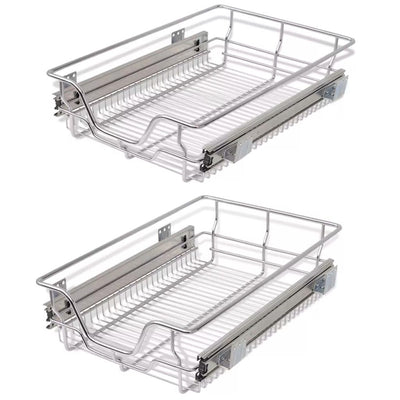 vidaXL Pull-Out Wire Baskets 2 pcs Silver 400 mm   50479 - goldylify.com