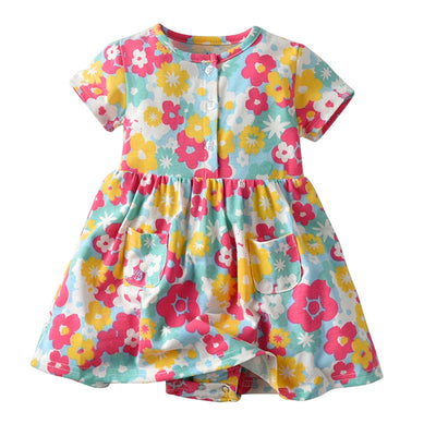 Baby Girls Romper Jumpsuit Floral Printed Short Sleeve - goldylify.com