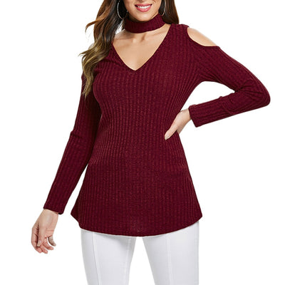 Knit Cut Out Long Sleeve Top - goldylify.com