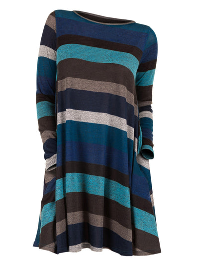 Striped Long Sleeve Longline Knitwear - goldylify.com