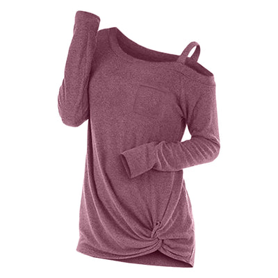 Plus Size Skew Neck Front Twist T Shirt - goldylify.com