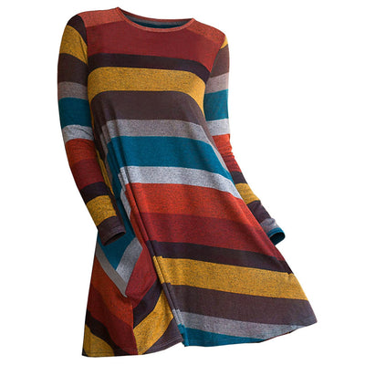 Plus Size Color Blocking Striped Knitwear - goldylify.com