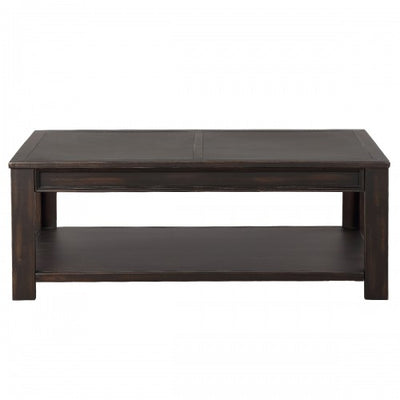 48&quot; Easy Assembly Hillside Rustic Natural Coffee Table/Accent Cocktail Table with Storage Open Shelf for Living Room - goldylify.com