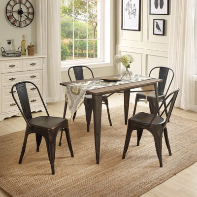 5-Piece Metal Dining Set with Solid Wood - goldylify.com