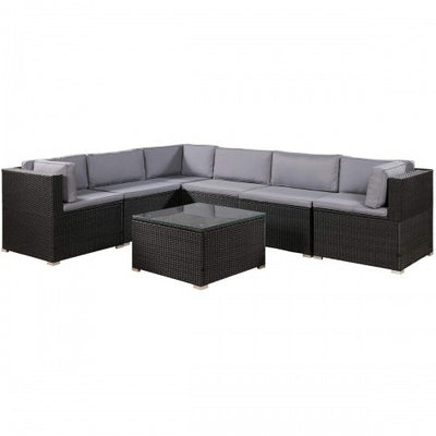 7-Piece Furniture Set Outdoor Sectional Conversation Set with Soft Cushions - goldylify.com