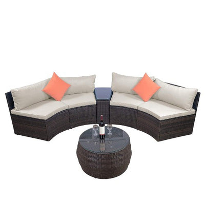 6-Piece Furniture Sets, Outdoor Sectional Furniture Wicker Sofa Set with Two Pillows and Coffee Table - goldylify.com