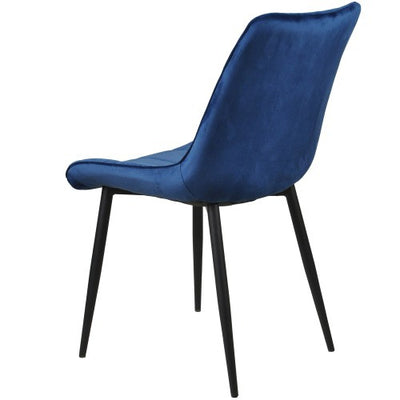 Modern Dining Chair Set of 2 Metal Legs Velvet Cushion Seat and Back for Living and Waiting Room Blue - goldylify.com