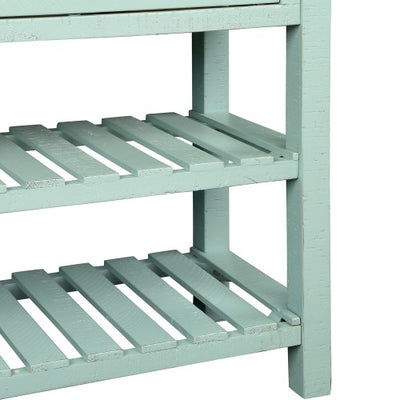 Retro Console Table for Entryway with Drawers and Shelf Living Room Furniture (Antique Blue) - goldylify.com