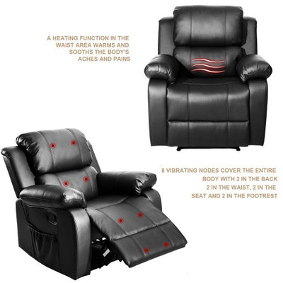 Barwick PU Heated Massage Recliner Sofa Ergonomic Lounge with 8 Vibration Motor - goldylify.com