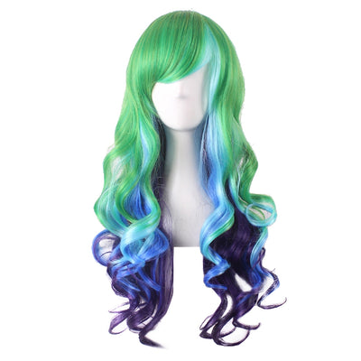 Multi-color Long Curly Wavy Wig with Bangs for Cosplay - goldylify.com