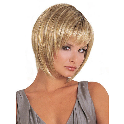 Natural Straight Short Bob Style Synthetic Wig with Bangs - goldylify.com