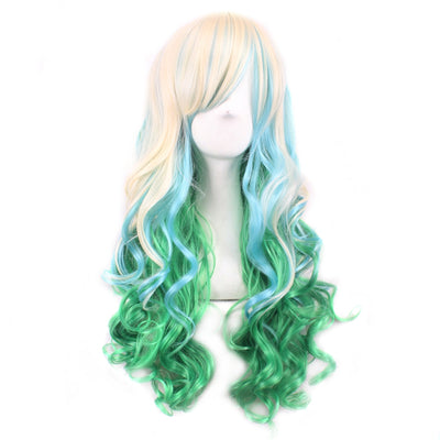 Multi-color Big Curly Long Wig with Bangs for Cosplay - goldylify.com