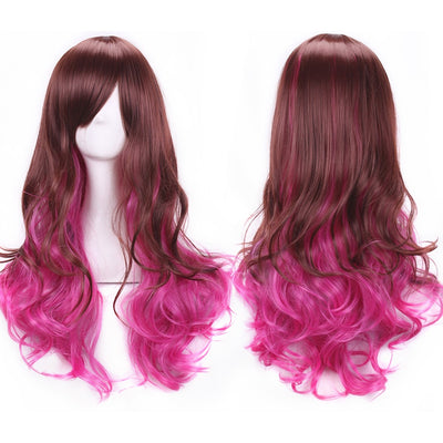 Mixed Color Long Wavy Wig with Bangs for Cosplay - goldylify.com