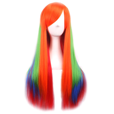 Multi-color Long Straight Wig with Bangs - goldylify.com