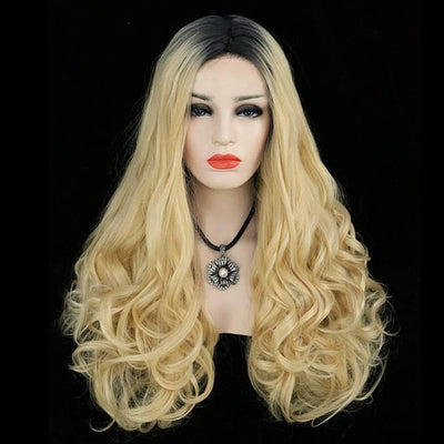 Mixed Color Centre Parting Long Big Curly Synthetic Wig - goldylify.com