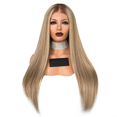 Mixed Color Centre Parting Long Straight Synthetic Wig - goldylify.com