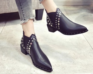 Punk Style Ankle Rivets Pointed Toe Boots - goldylify.com