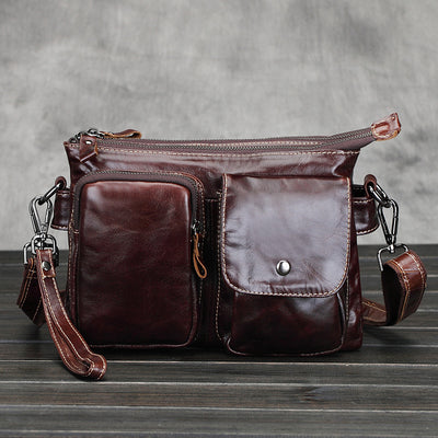 Wholesale manufacturers Leather Men's casual bag bag leather men singles diagonal briefcase - goldylify.com