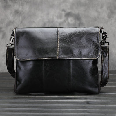 A wax oil factory wholesale business head layer cowhide leather Crossbody Bag man - goldylify.com