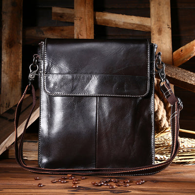 New business casual men's leather bag data hold Baotou cowhide multifunctional Crossbody Bag - goldylify.com