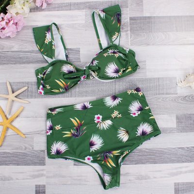 High-waisted two-part print two-part bikini - goldylify.com