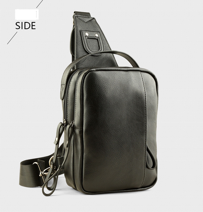 Men's chest bag Messenger bag shoulder pu leather USB fashion trend shoulder bag - goldylify.com