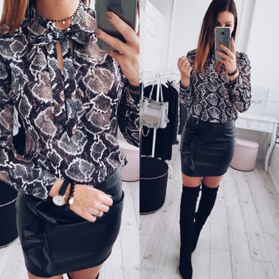 Strap sexy snakeskin print shirt female - goldylify.com