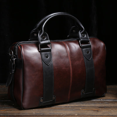 Men's shoulder bag crazy horse leather Messenger bag Korean version of the portable multi-function trend leisure diagonal package - goldylify.com