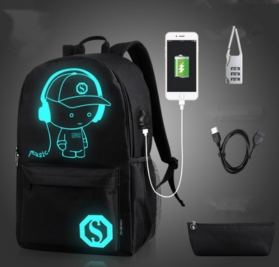 School Bags For Teenagers Boys School Bags Backpack Student Luminous Backpack Animation USB Charge Anti theft Laptop Backpack - goldylify.com