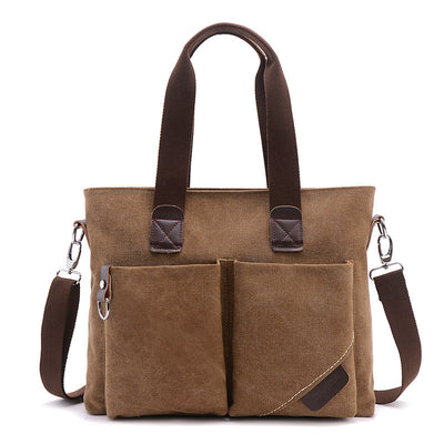 Men's leisure bag wholesale all-match Canvas Shoulder Bag Handbag retro trend of men's large capacity - goldylify.com