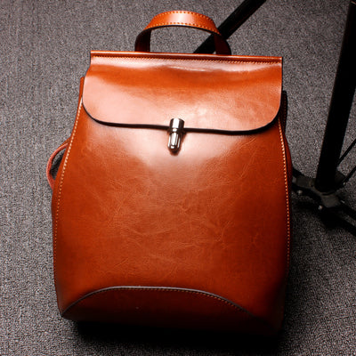 2020 new leather handbags leather wax Korean fashion style backpack. - goldylify.com