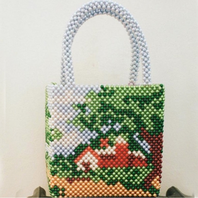 Landscape painting country pattern ladies portable fashion pearl bag - goldylify.com
