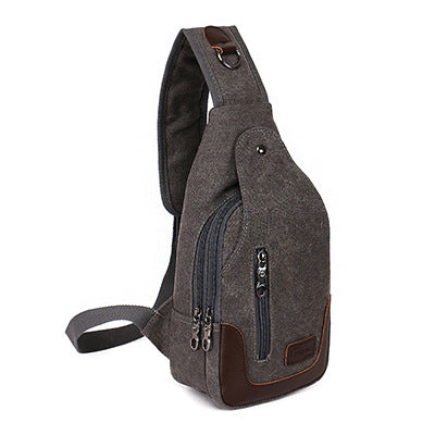 Men's chest bag, casual canvas, shoulder bag, single shoulder, men's bag, new Korean version, travel men and women, outdoor backpack small - goldylify.com