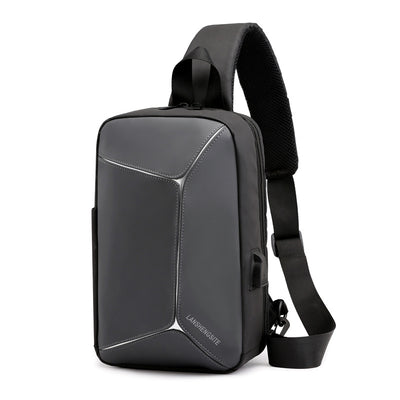 Men's shoulder bag PU leather chest bag men's Messenger bag multi-function outdoor sports backpack - goldylify.com