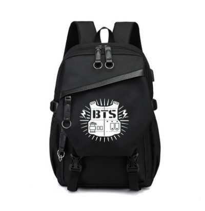 Bag with the same backpack USB charging bag male and female students canvas travel bag - goldylify.com